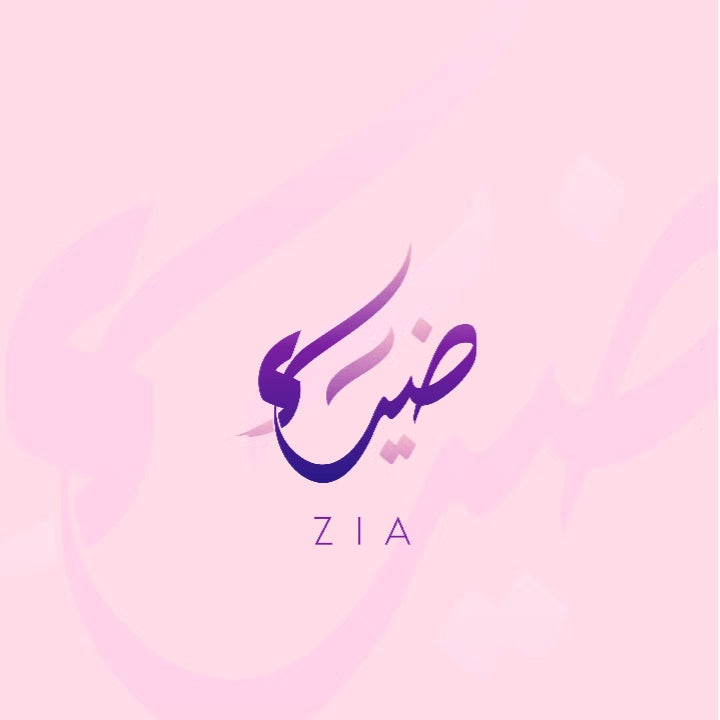 Purple 'ZIA' logo on a pink gradient background