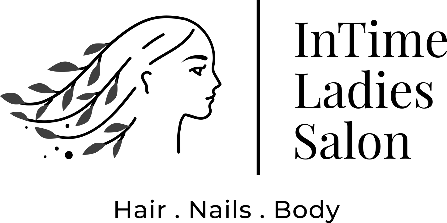 Logo of InTime Ladies Salon with a stylized woman's profile and text.