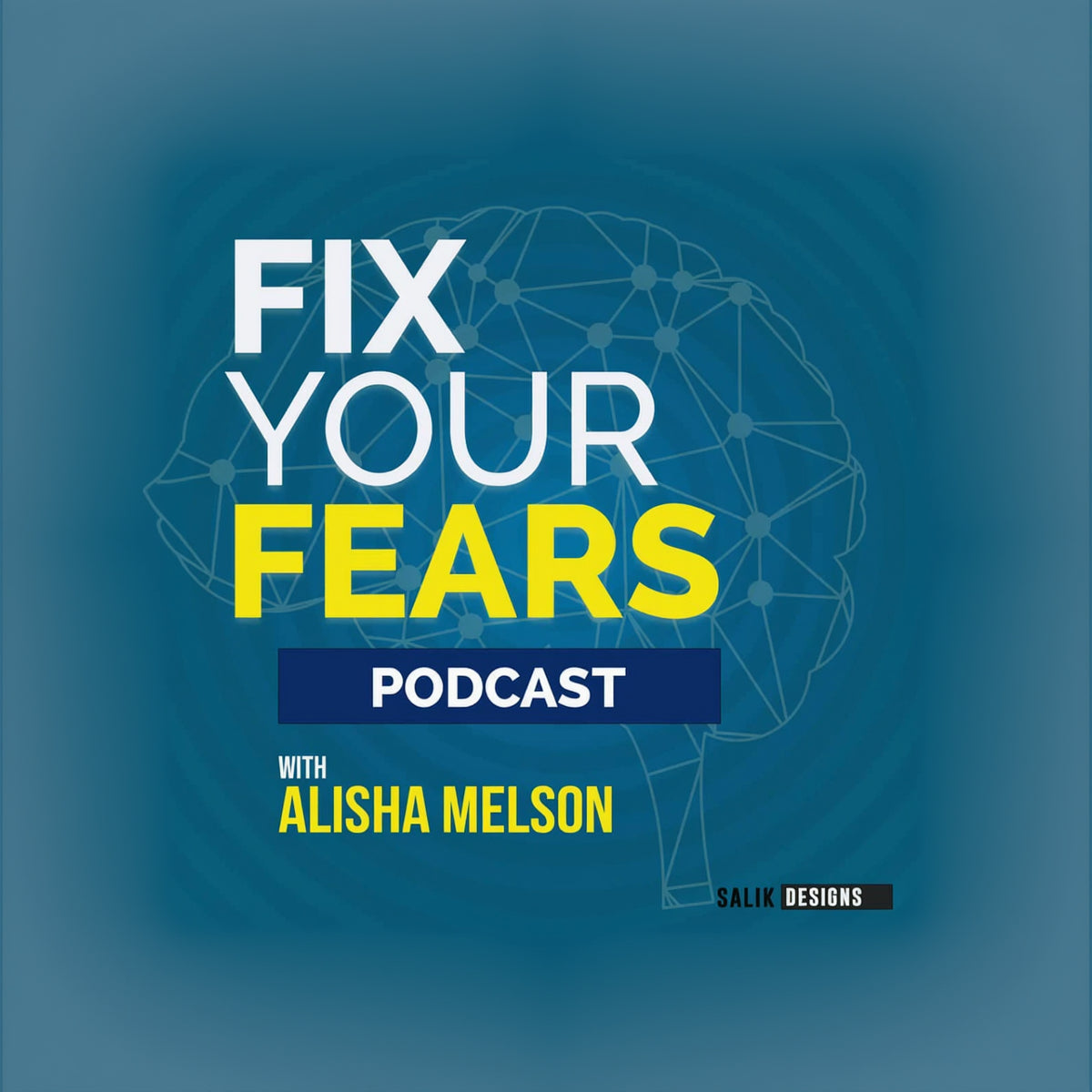 Professional podcast cover design with modern typography and vibrant colors